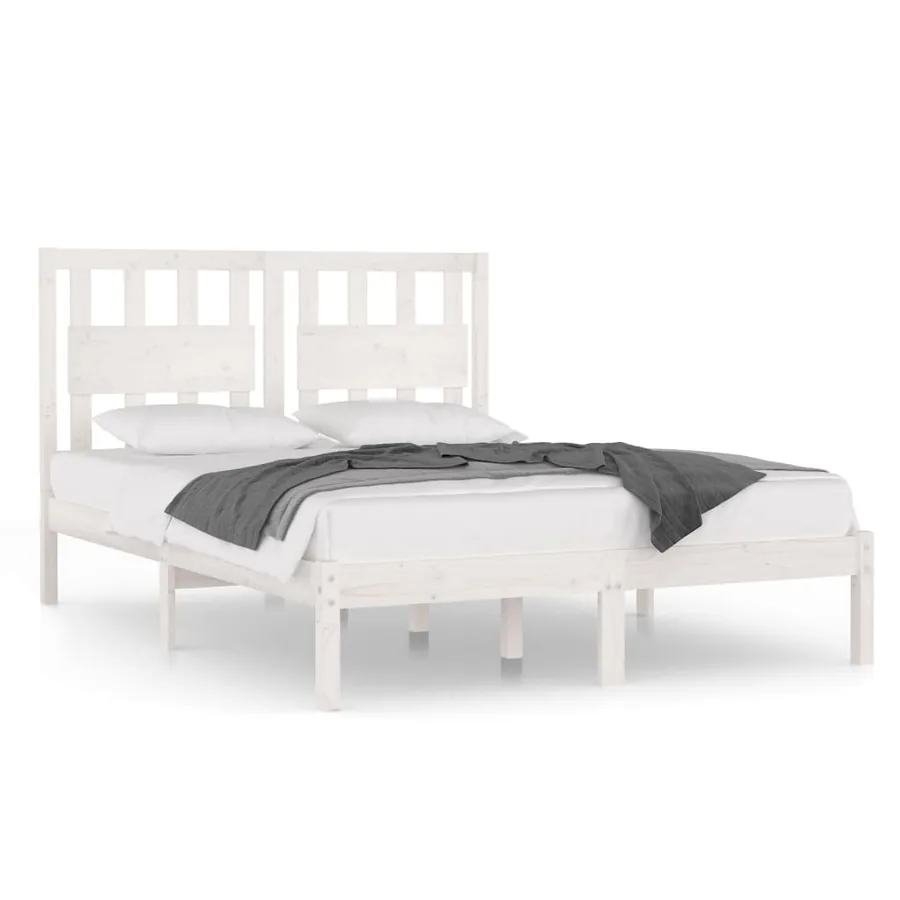 Cadre de lit sans matelas blanc bois de pin massif 160x200 cm - 2