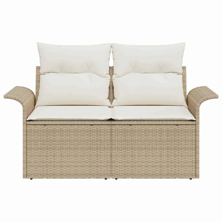 Canapé de jardin avec coussin Beige 141 x 62 x 69 cm polyrotin - 5