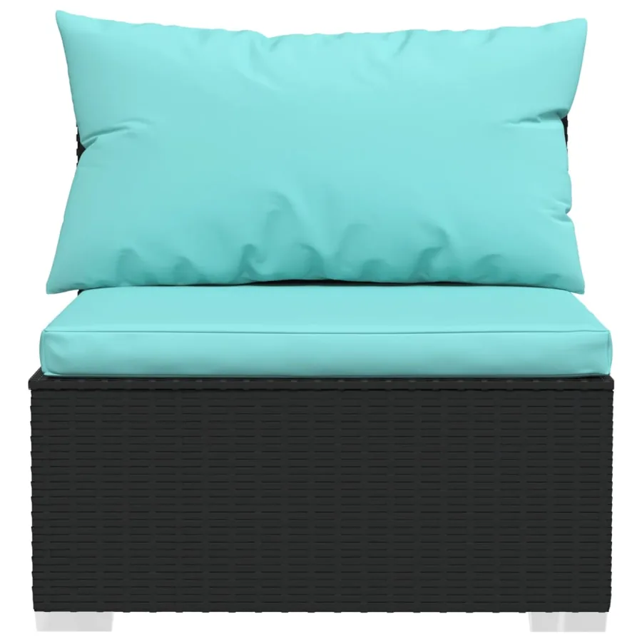 Salon de jardin 10 pcs avec coussins Résine tressée Noir - 6