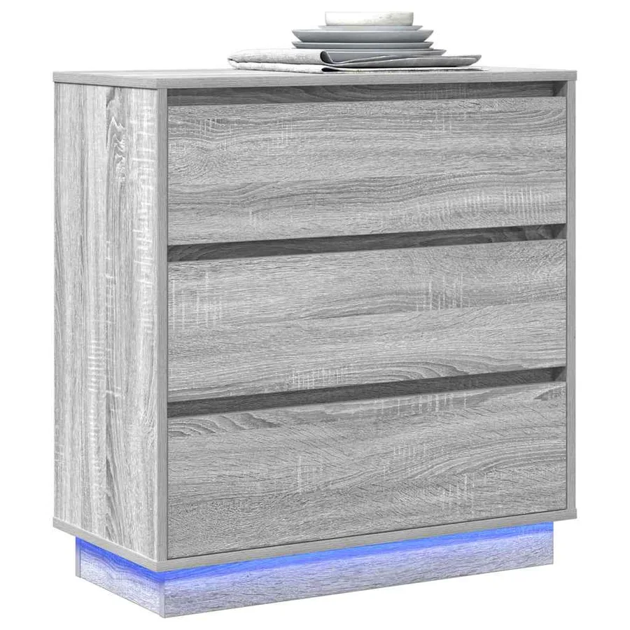 Cabinet de chevet Gris 71 x 34,5 x 75 cm Bois d'ingénierie - 3