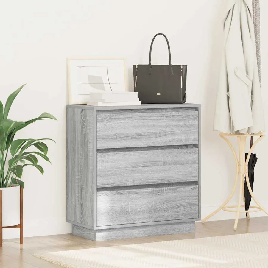 Cabinet de chevet Gris 71 x 34,5 x 75 cm Bois d'ingénierie - 4