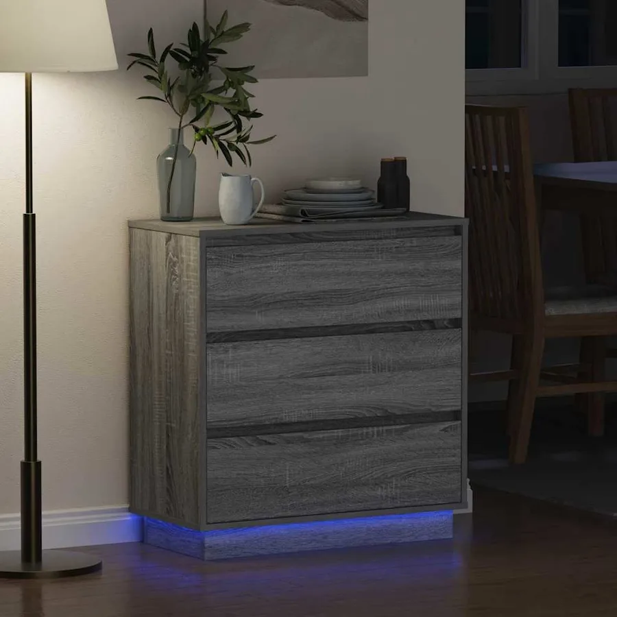 Cabinet de chevet Gris 71 x 34,5 x 75 cm Bois d'ingénierie - 5