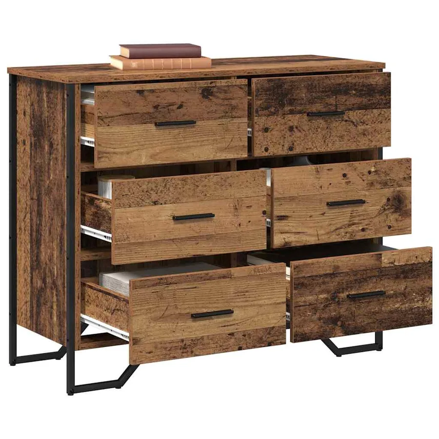 Commode 6-Tiroir Bois ancien 91 x 35,5 x 74,5 cm - 3
