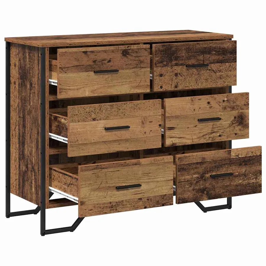 Commode 6-Tiroir Bois ancien 91 x 35,5 x 74,5 cm - 5