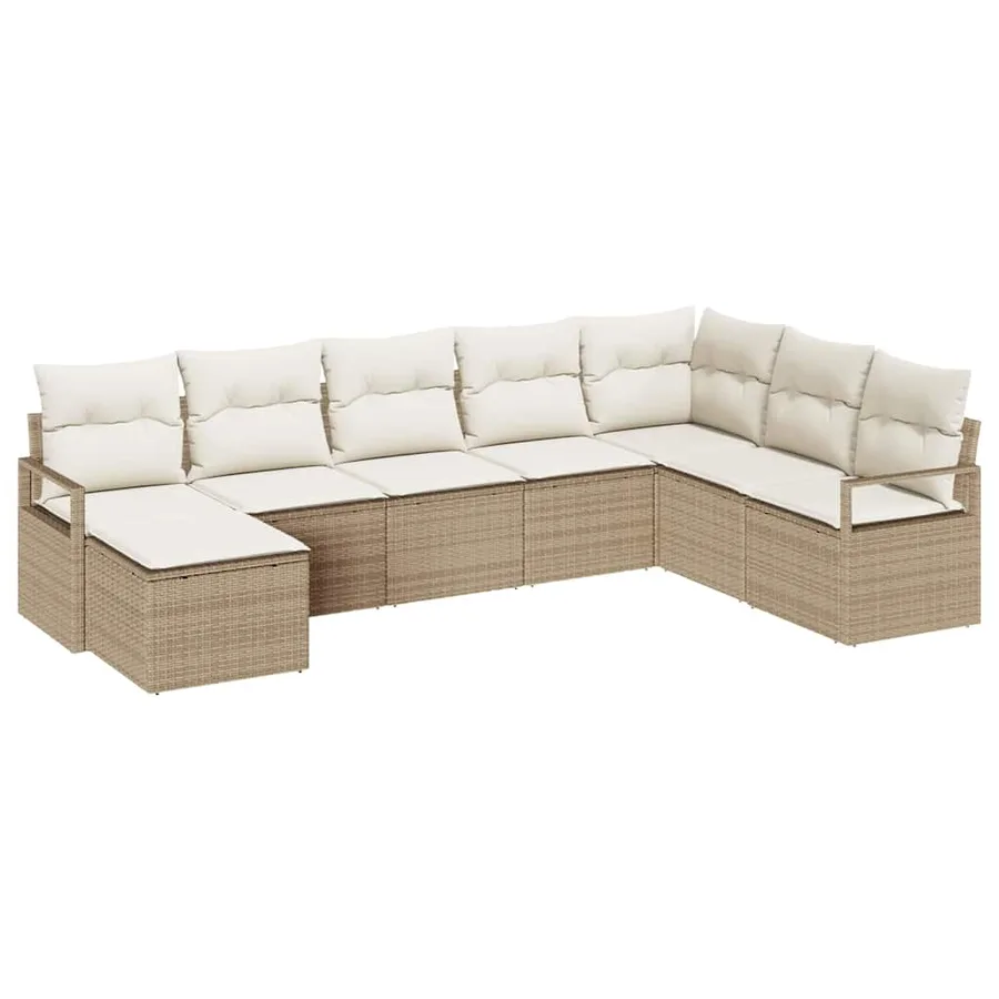 Ensemble de Canapés avec coussin 8 pcs Beige et crème polyrotin - 2