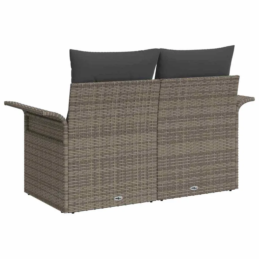 Canapé de jardin avec coussin Gris 141 x 62 x 69 cm polyrotin - 4