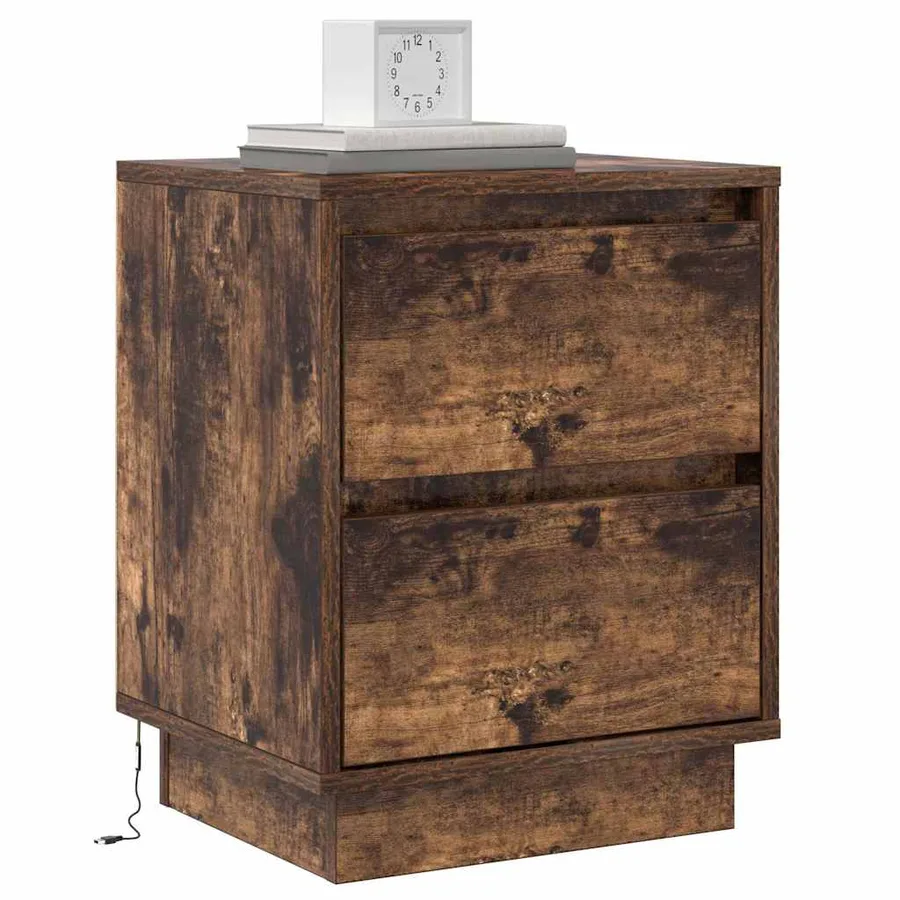 Cabinet de chevet avec tiroir Chêne fumé 39 x 34,5 x 50 cm - 3