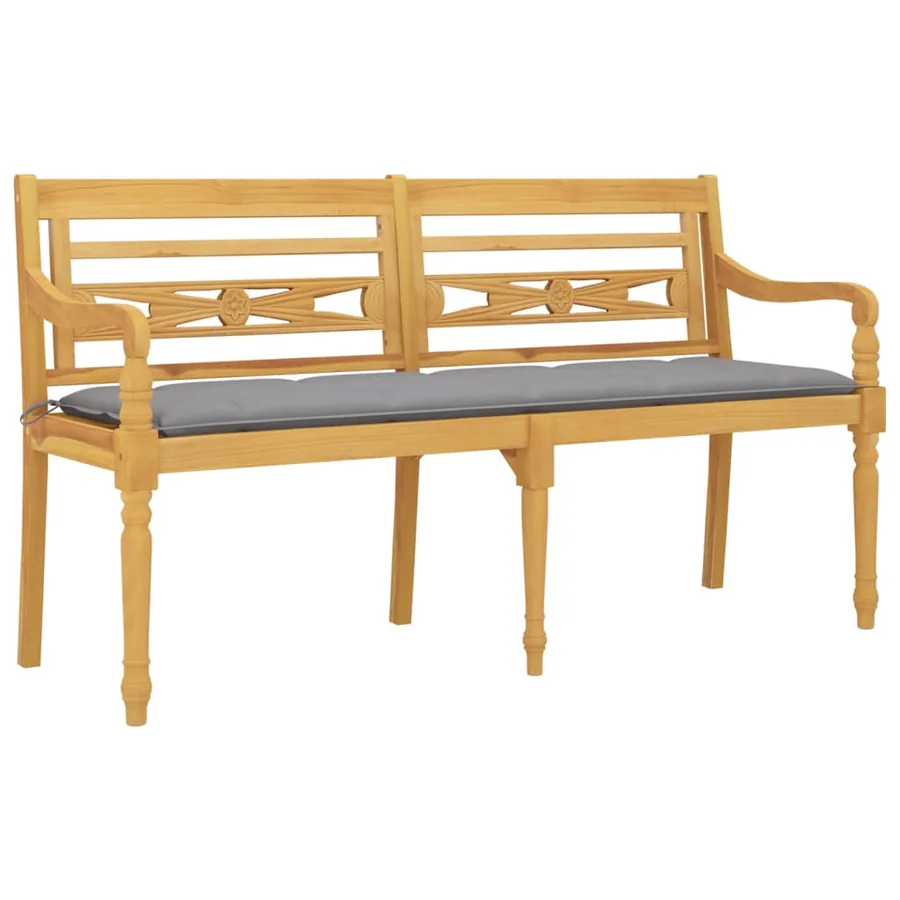 Banc Batavia avec coussin gris 150 cm Bois de teck massif - 3