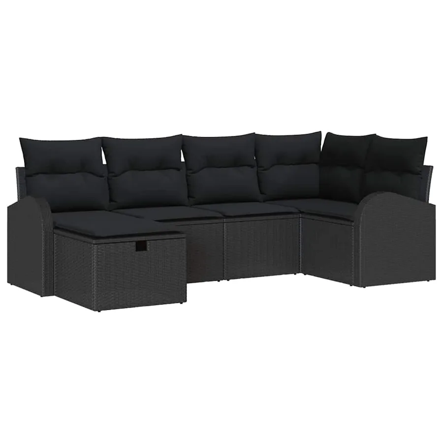 Ensemble de Canapés avec coussin avec stockage Noir polyrotin - 2