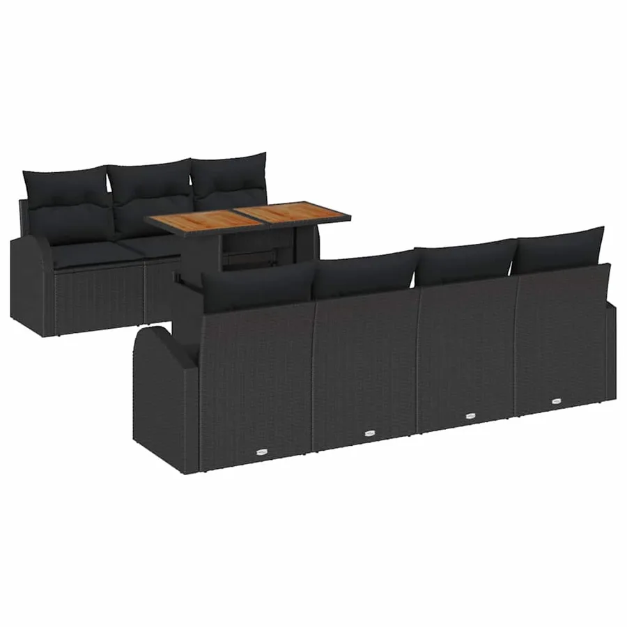 Ensemble de canapé de jardin avec coussin 8 pcs Noir - 2
