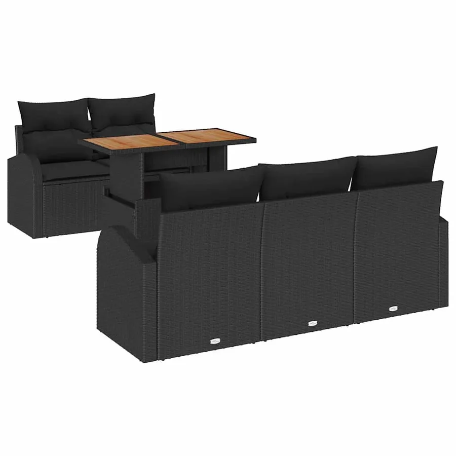 Ensemble de canapé de jardin avec coussin 6 pcs Noir - 2