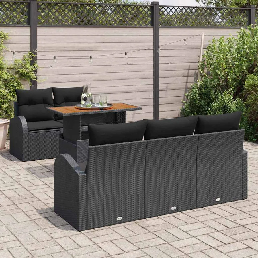 Ensemble de canapé de jardin avec coussin 6 pcs Noir - 3