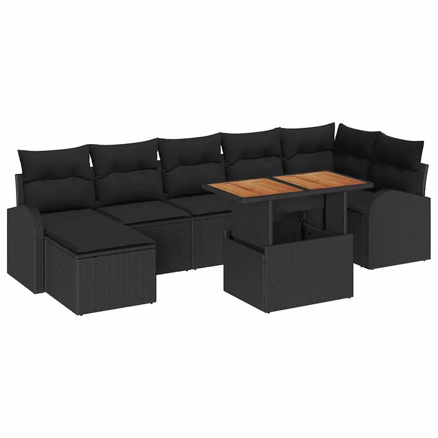 Ensemble de canapé de jardin avec coussin 8 pcs Noir - 2