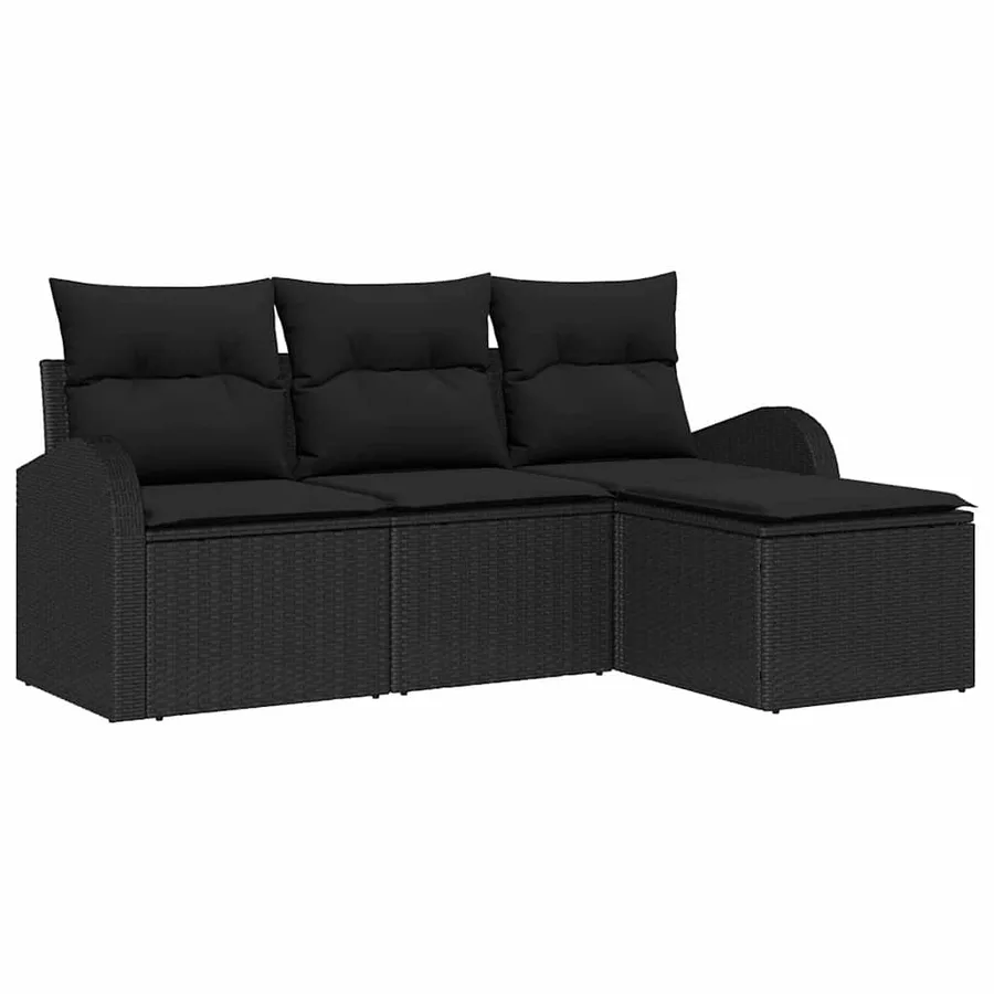 Ensemble de canapé de jardin Noir polyrotin - 2