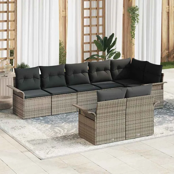 Ensemble de canapé de jardin avec stockage 8 pcs Gris polyrotin