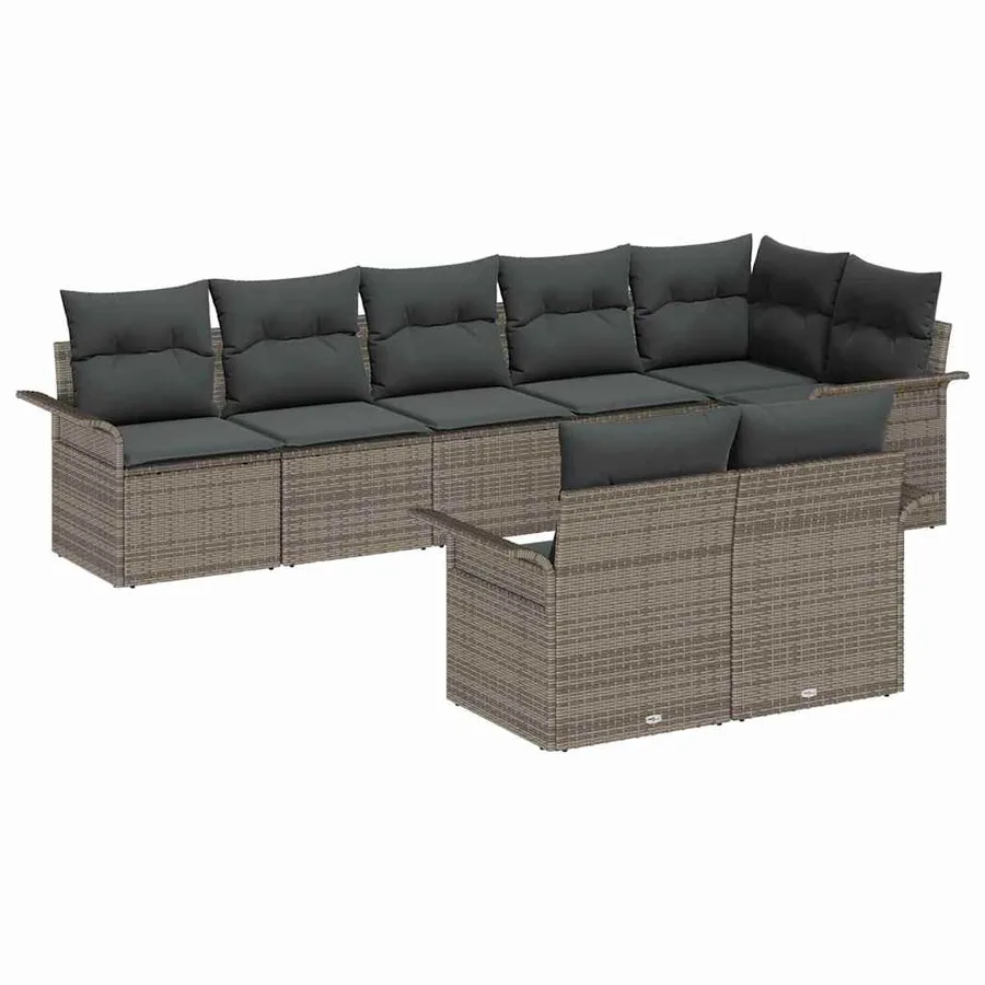 Ensemble de canapé de jardin avec stockage 8 pcs Gris polyrotin - 2