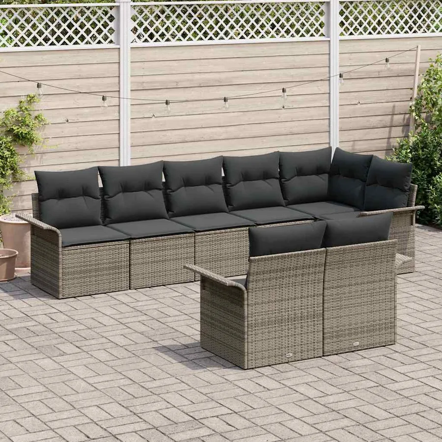 Ensemble de canapé de jardin avec stockage 8 pcs Gris polyrotin - 3
