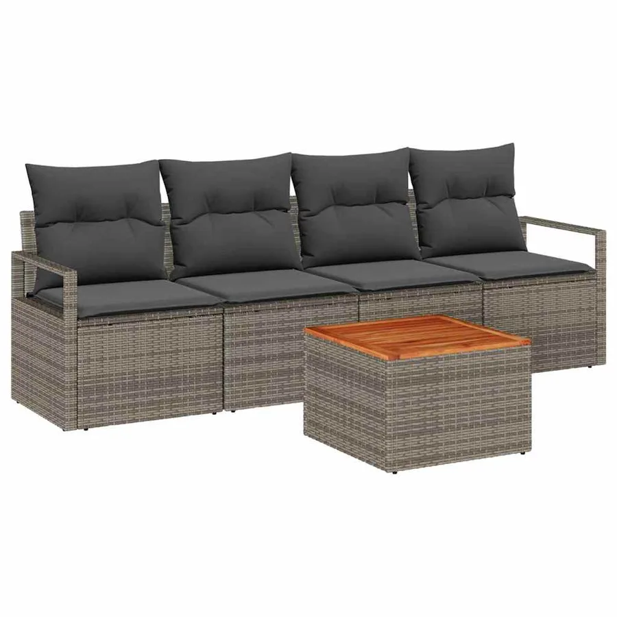 Ensemble de canapé de jardin avec stockage 5 pcs Gris polyrotin - 2