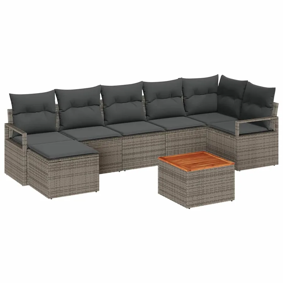 Ensemble de canapé de jardin avec stockage 8 pcs Gris polyrotin - 2