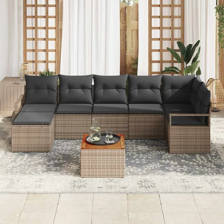 Ensemble de canapé de jardin avec stockage 8 pcs Gris polyrotin - 3