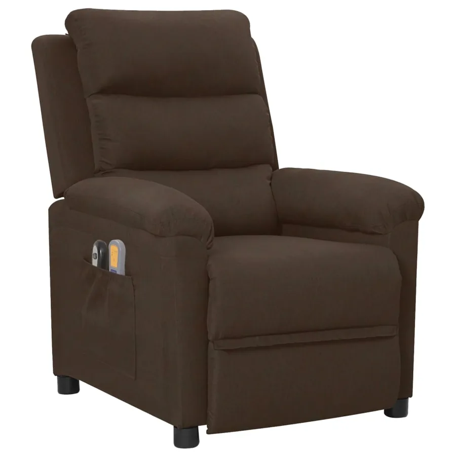 Fauteuil électrique de massage Marron foncé Tissu - 2