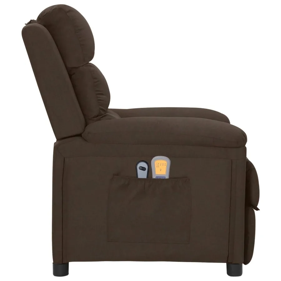 Fauteuil électrique de massage Marron foncé Tissu - 4