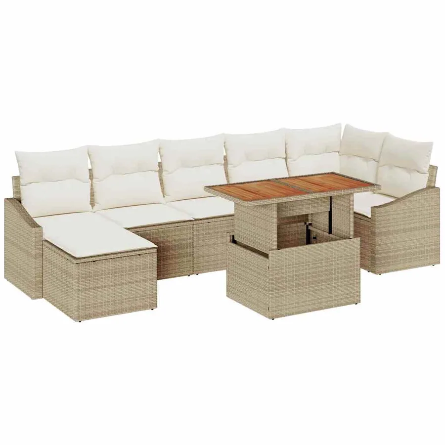 Ensemble de canapé de jardin 8 pcs Beige et crème - 2