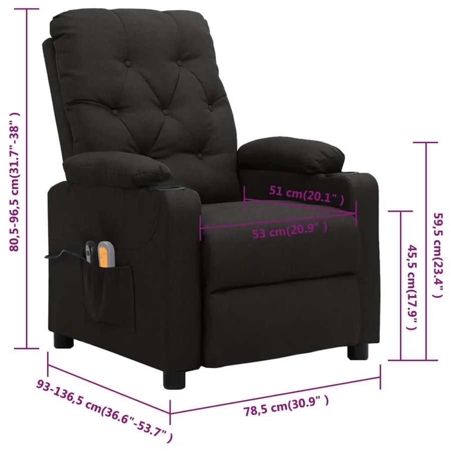 Fauteuil électrique de massage Noir Tissu - 13