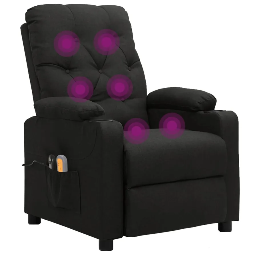 Fauteuil électrique de massage Noir Tissu - 7