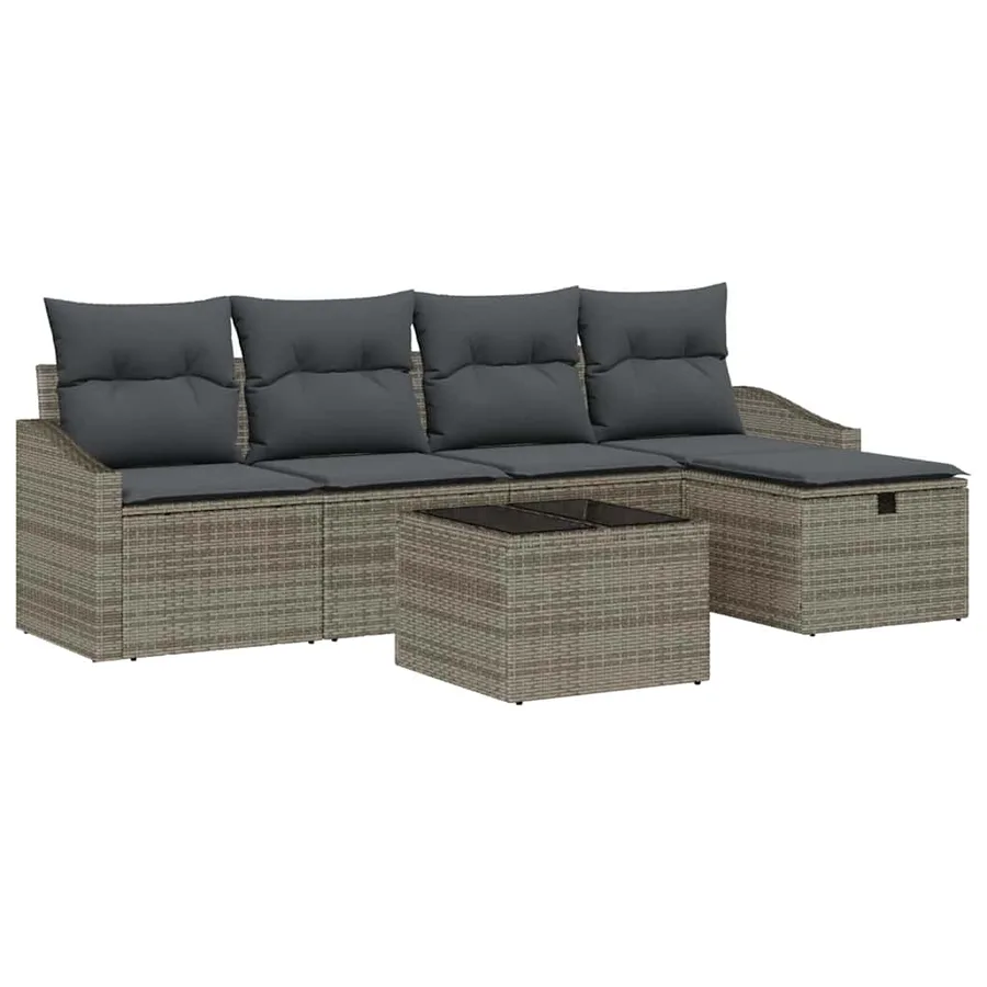 Ensemble de Canapés avec coussin 5 pcs polyrotin - 2