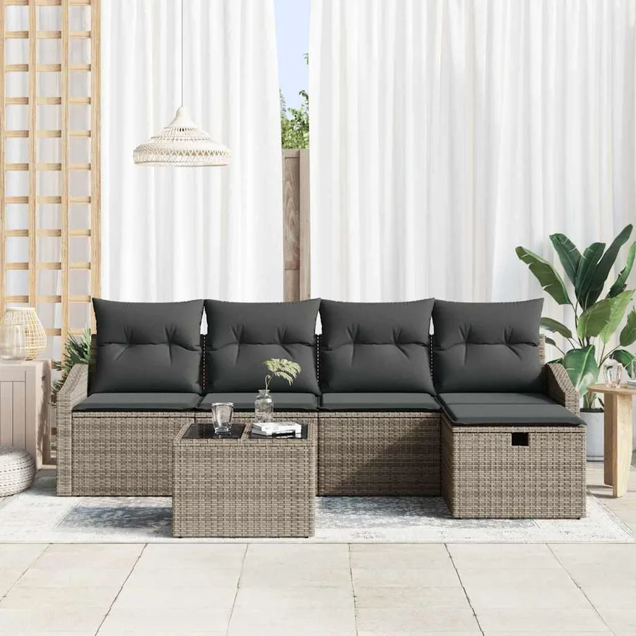 Ensemble de Canapés avec coussin 5 pcs polyrotin - 3