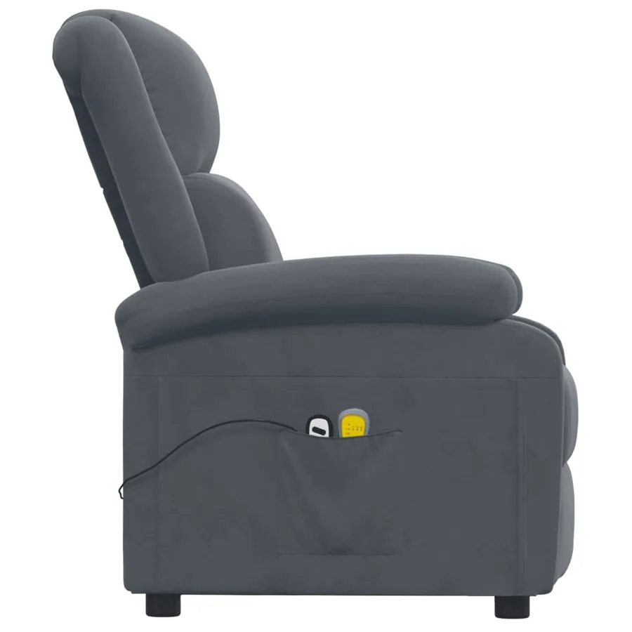 Fauteuil électrique de massage Gris foncé velours - 5