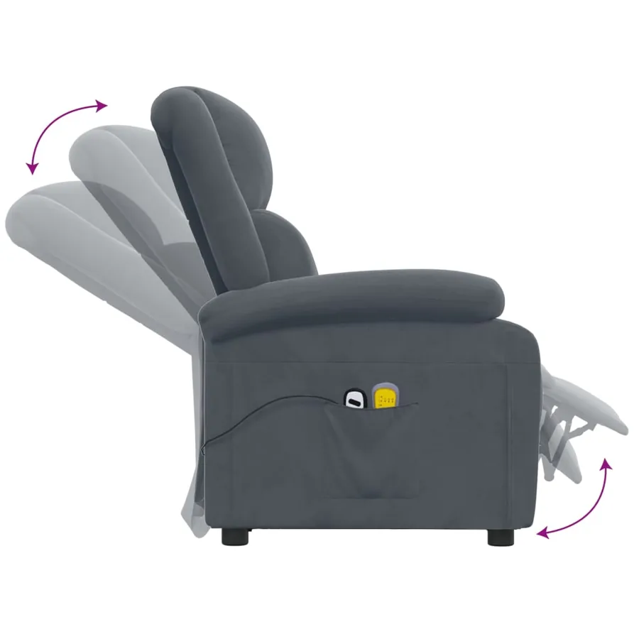 Fauteuil électrique de massage Gris foncé velours - 7