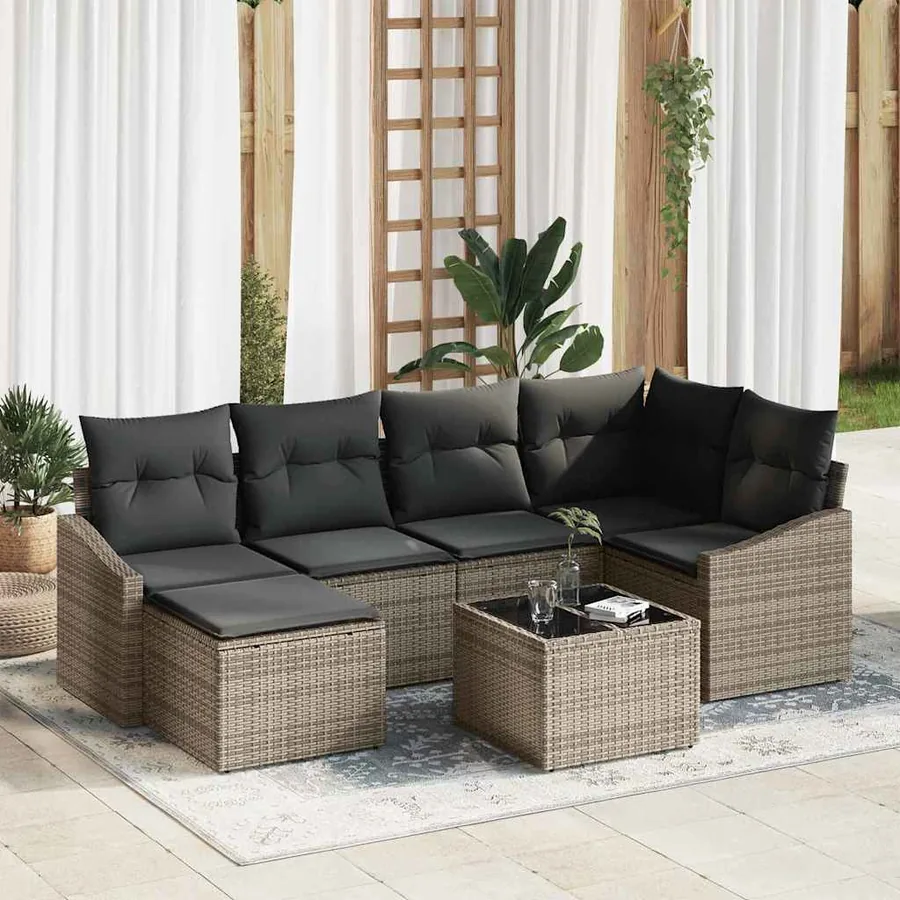 Ensemble de salle à manger pour jardin 7 pcs Gris clair