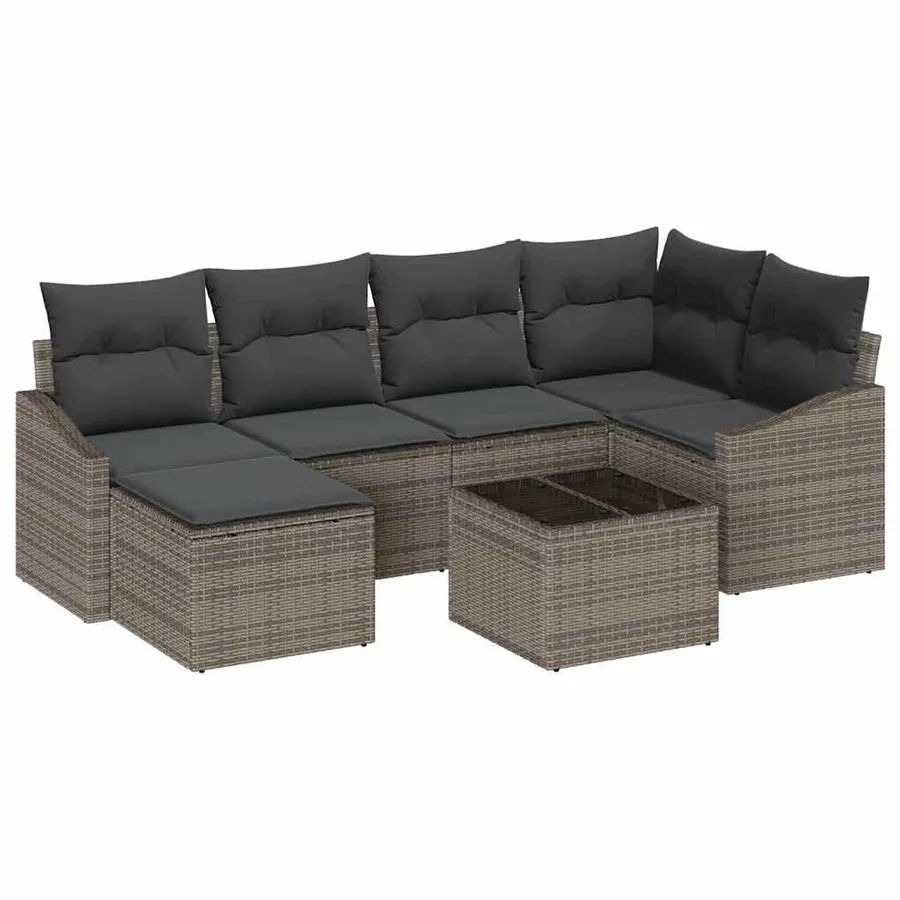 Ensemble de salle à manger pour jardin 7 pcs Gris clair - 2