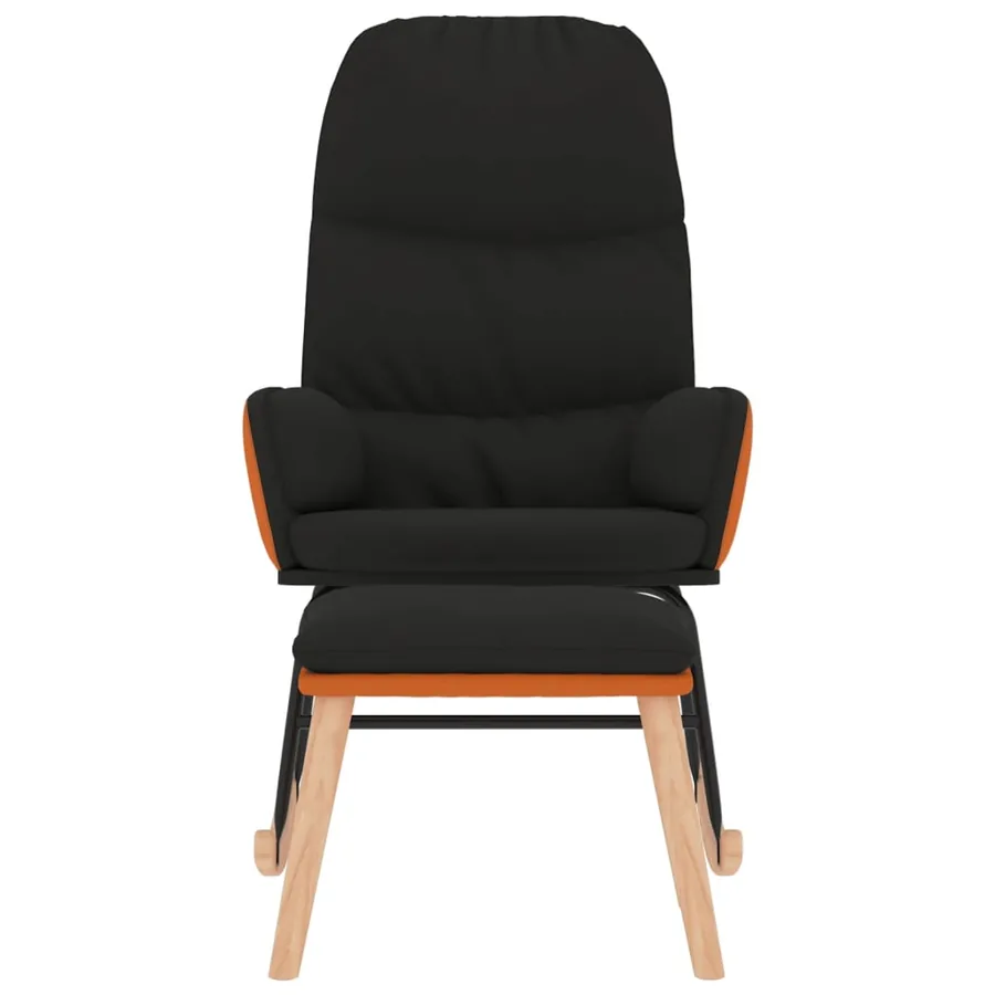 Chaise à bascule avec repose-pied Noir Tissu - 3