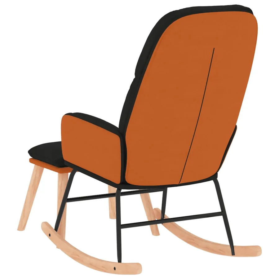 Chaise à bascule avec repose-pied Noir Tissu - 5