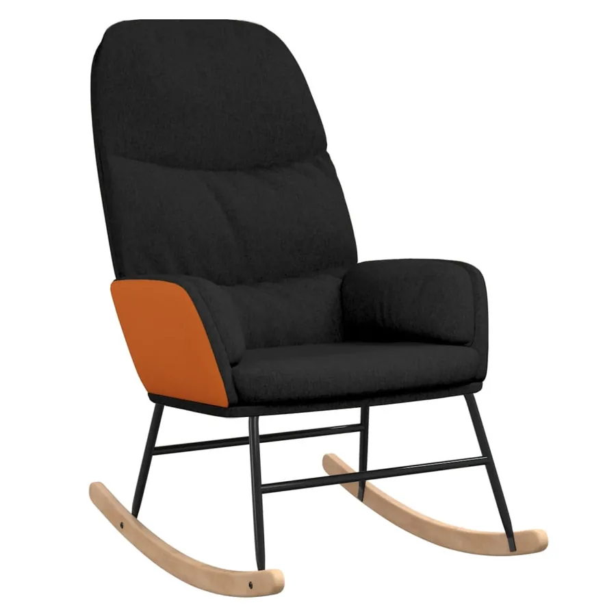 Chaise à bascule avec repose-pied Noir Tissu - 6