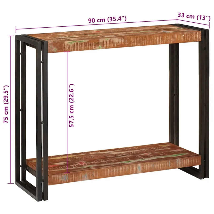 Table console Multicolore 90 x 33 x 75 cm Bois Recyclé Solide - 10