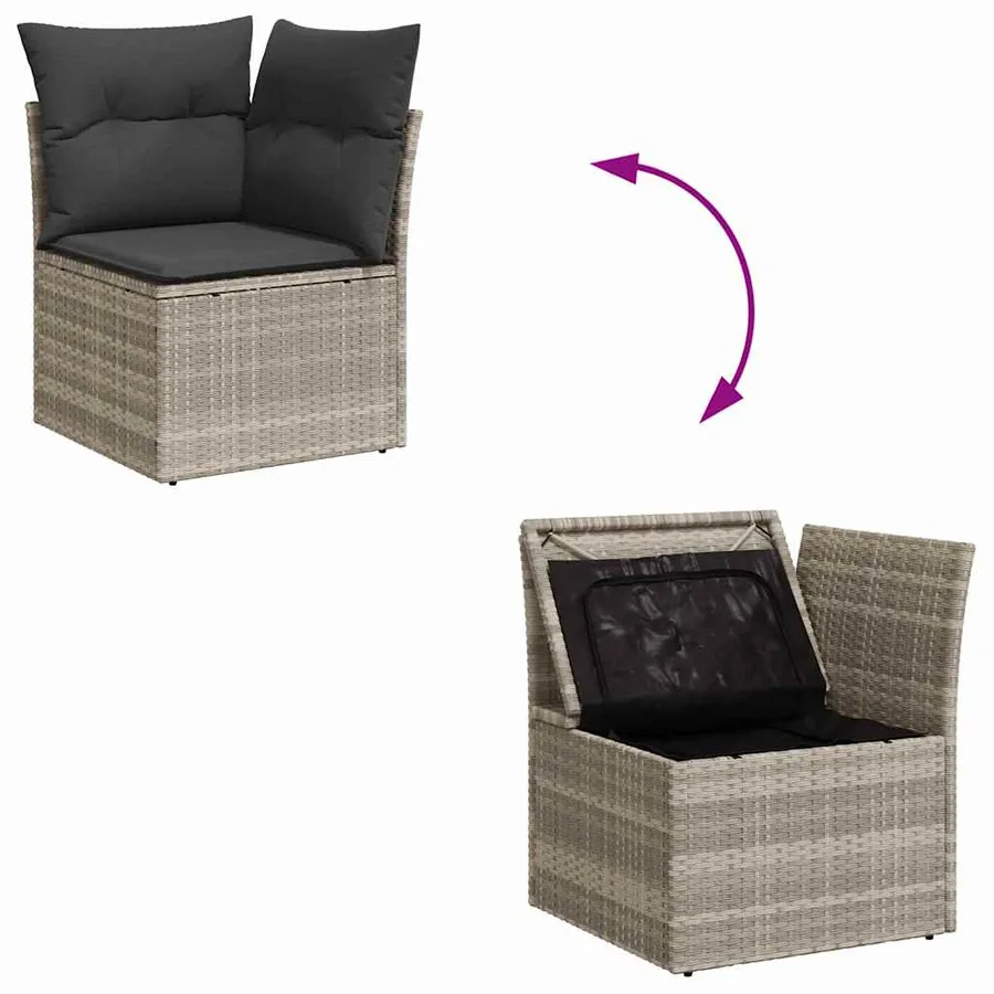Ensemble de Canapés 9 pcs Gris clair et gris foncé polyrotin - 11