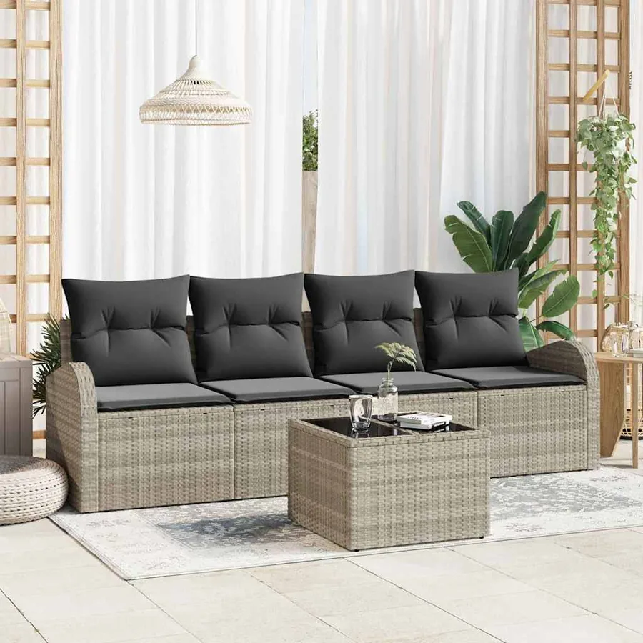 Ensemble de canapé de jardin 5 pcs Gris clair et gris foncé