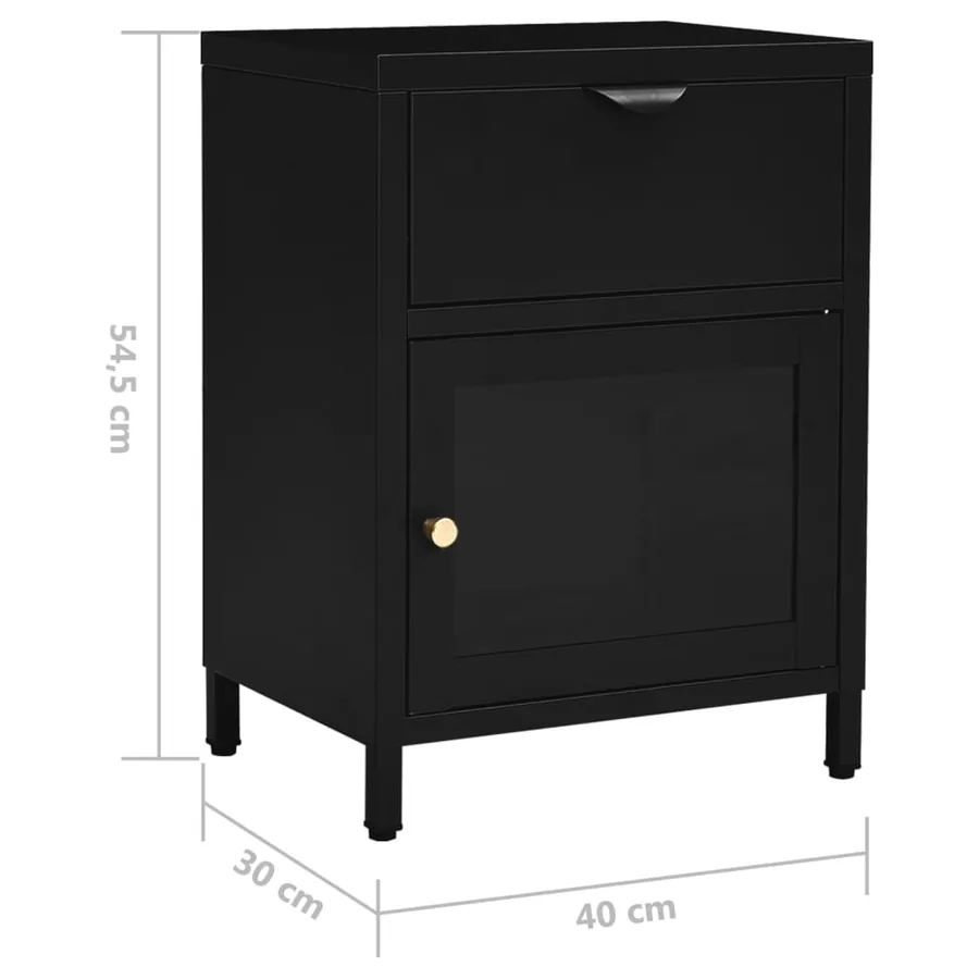 Tables de chevet 2 pcs Noir 40x30x54,5 cm Acier et verre - 12