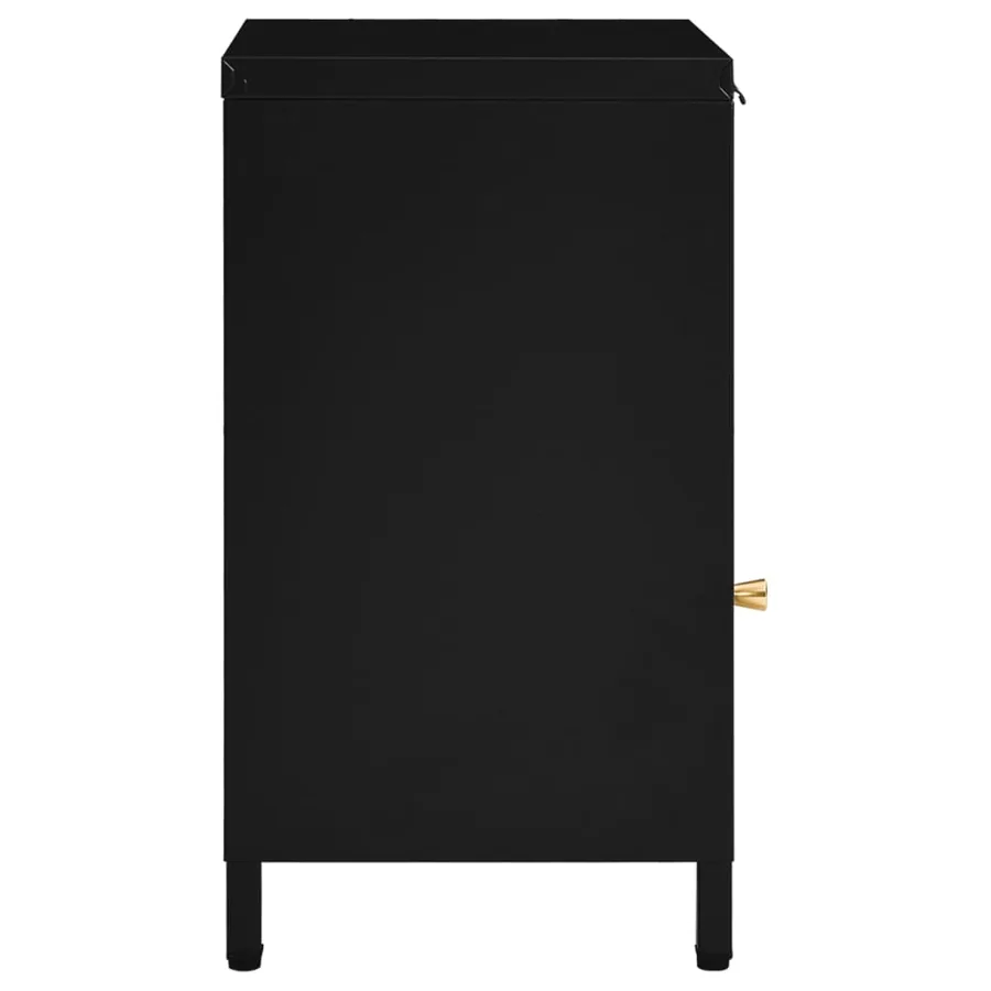 Tables de chevet 2 pcs Noir 40x30x54,5 cm Acier et verre - 5
