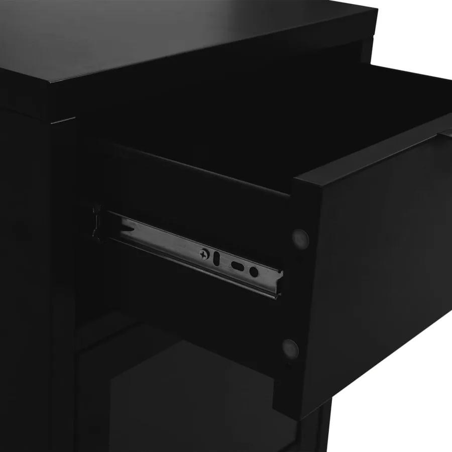 Tables de chevet 2 pcs Noir 40x30x54,5 cm Acier et verre - 8