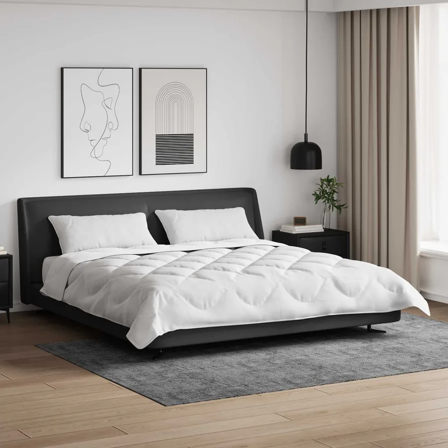 Ensemble de Duvet 3 pcs Blanc Microfibre et Plumes D'oie