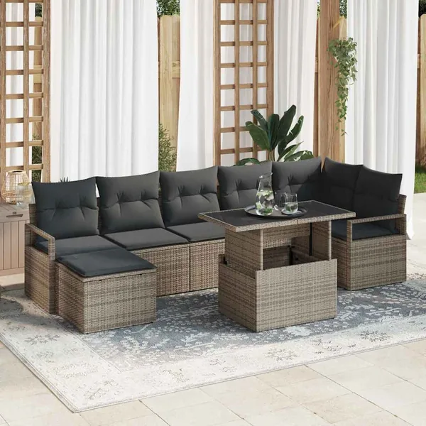 Ensemble de canapé de jardin avec coussin 8 pcs Gris
