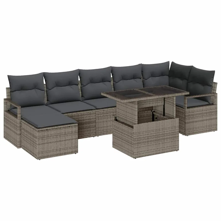 Ensemble de canapé de jardin avec coussin 8 pcs Gris - 2