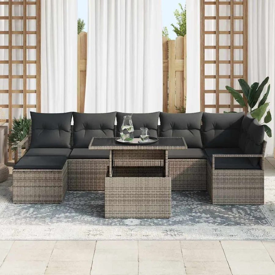Ensemble de canapé de jardin avec coussin 8 pcs Gris - 3