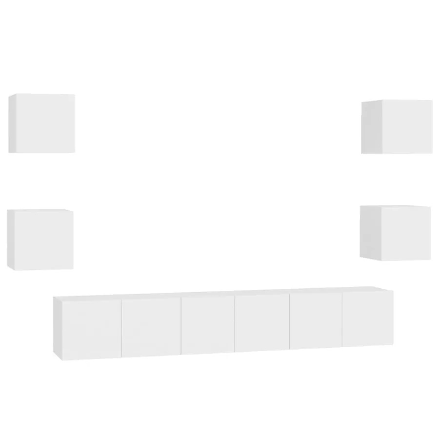 Ensemble de meubles TV 7 pcs Blanc Bois d'ingénierie - 2