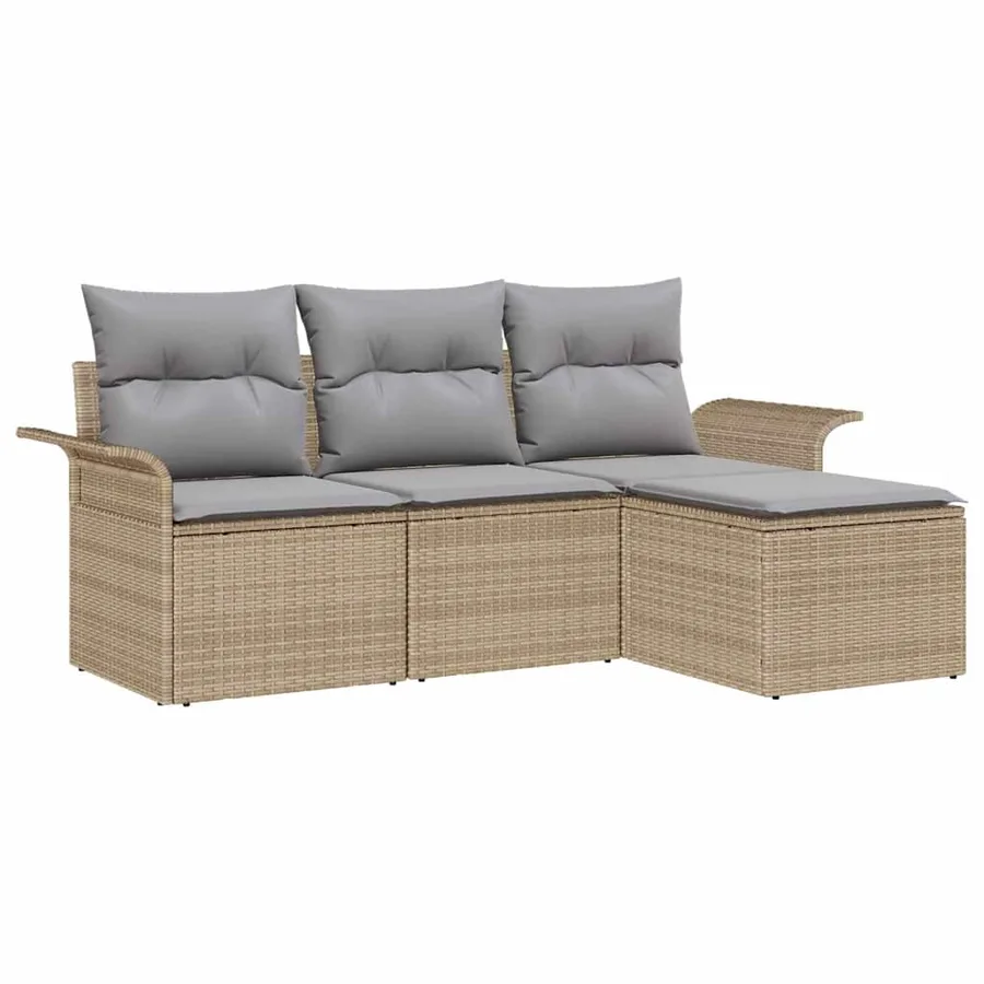 Ensemble de canapé de jardin 4 pcs Beige Poly rotin - 2